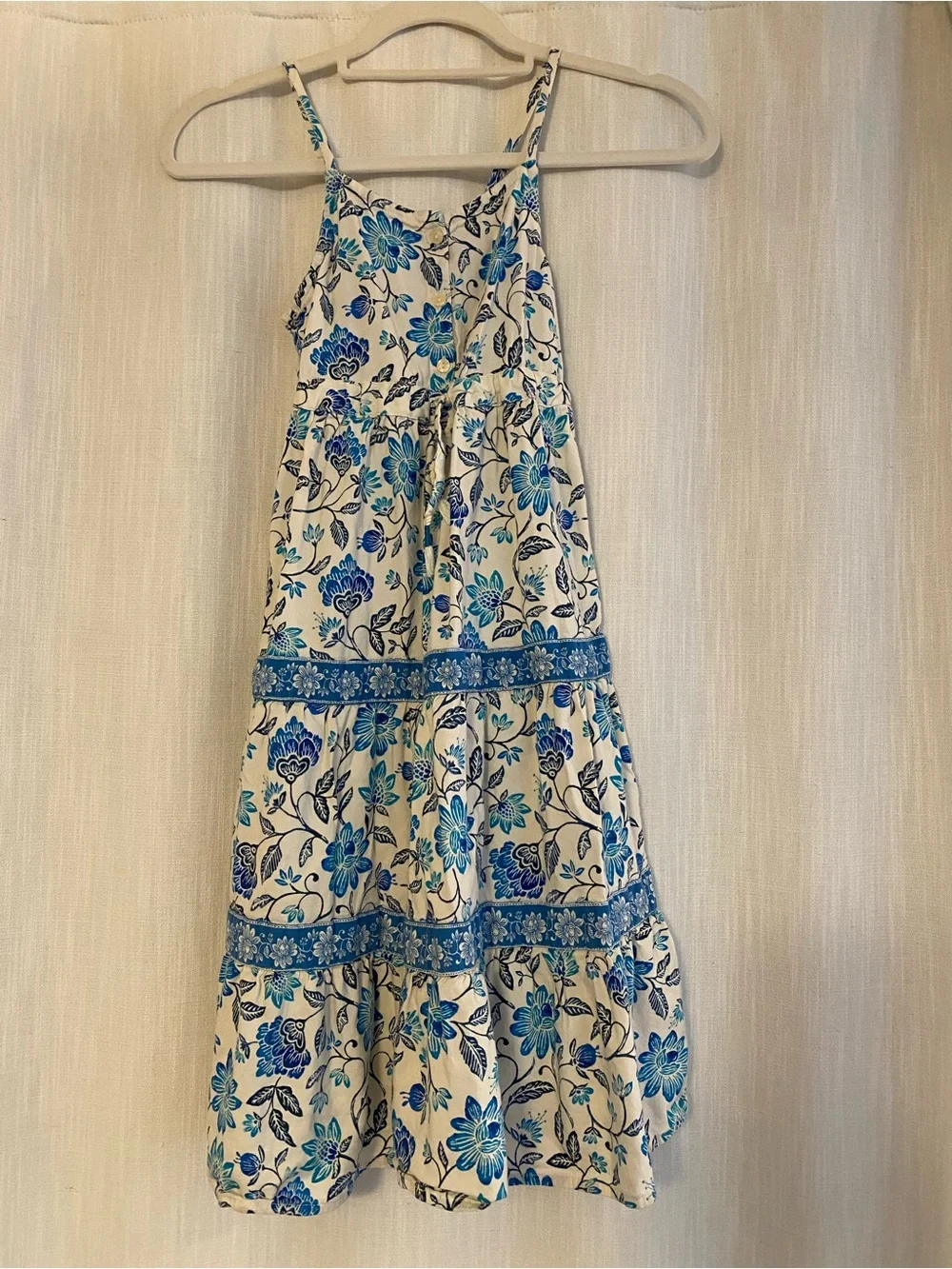 Old Navy White & Blue Floral Tiered Sundress